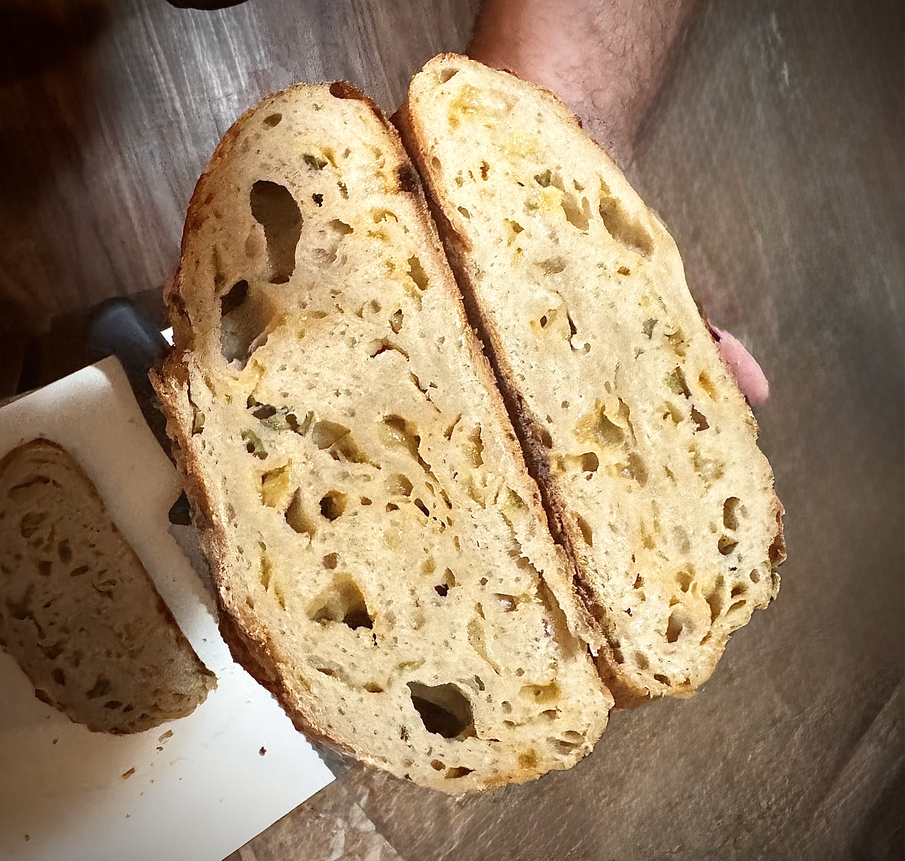 Roasted garlic rosemary sourdough loaf